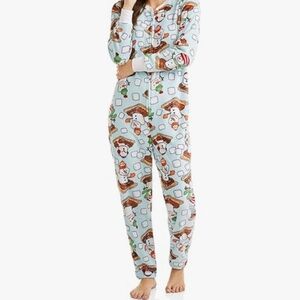 Gupgi Snowman S'Mores and Marshmallow Holiday Jumpsuit Size XL